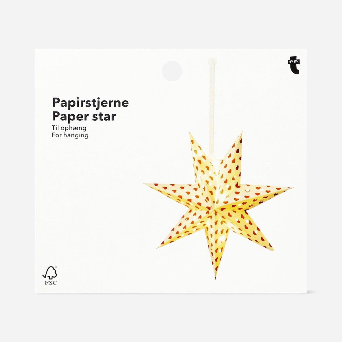 Multicolour Paper Star With Hearts For Hanging - 15 Cm