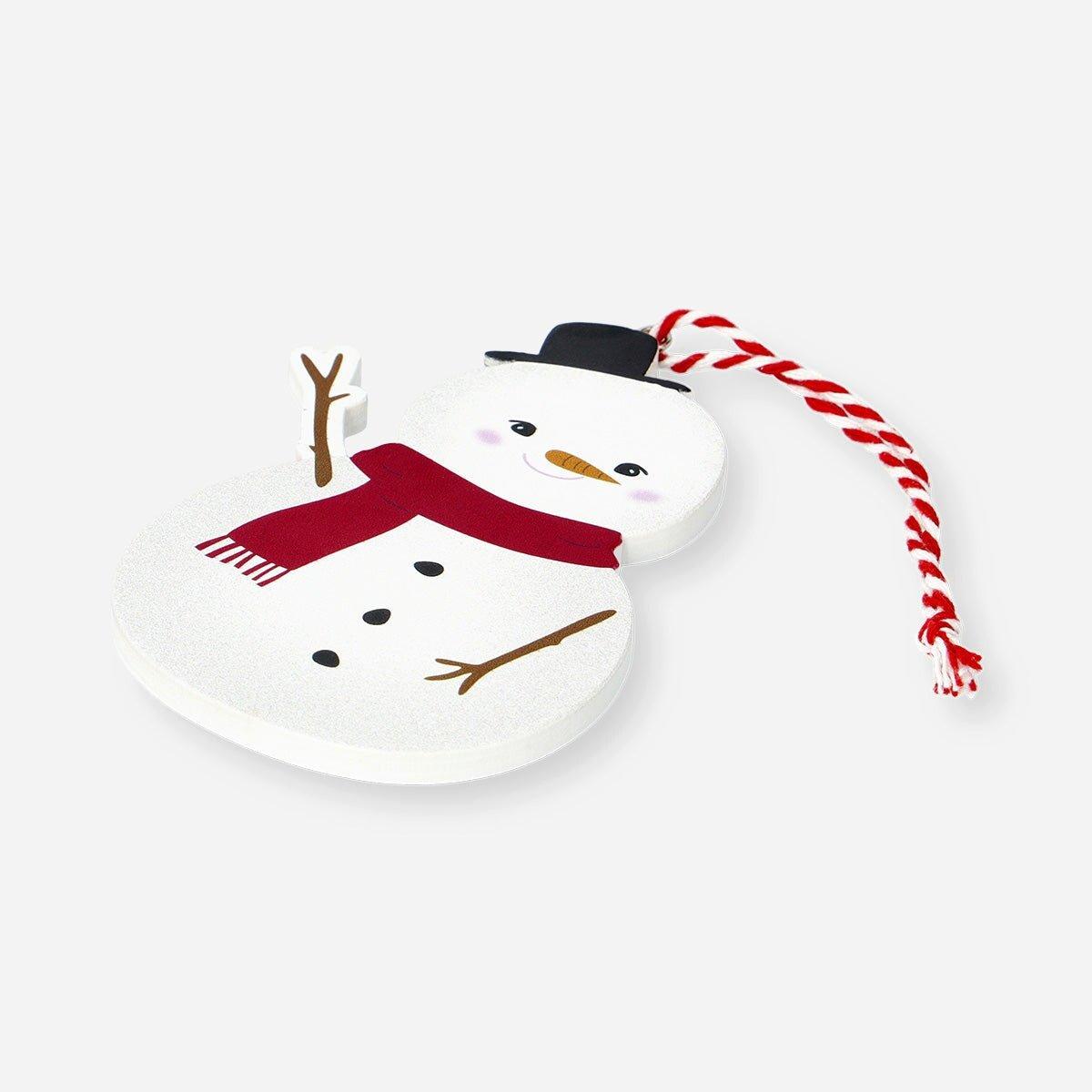 White Hanging Wooden Snowman Ornament