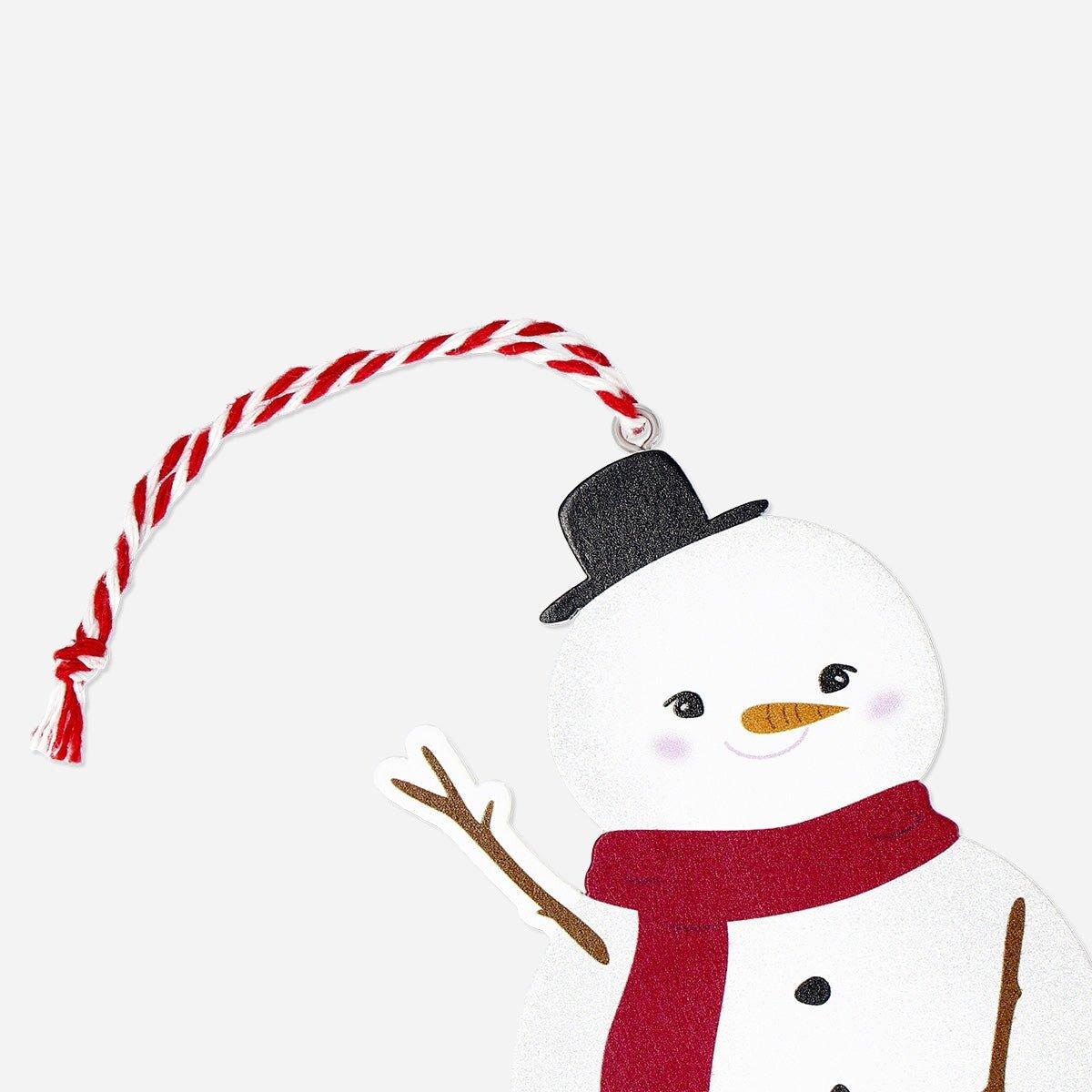 White Hanging Wooden Snowman Ornament