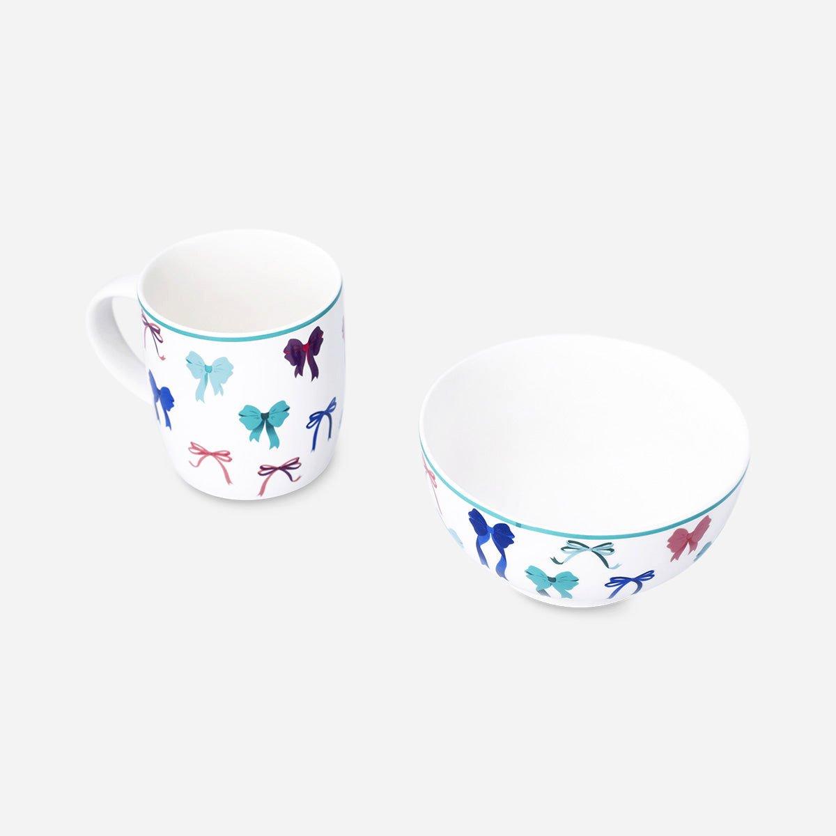 Multicolour Breakfast Set With Bow Print - 2 Pieces