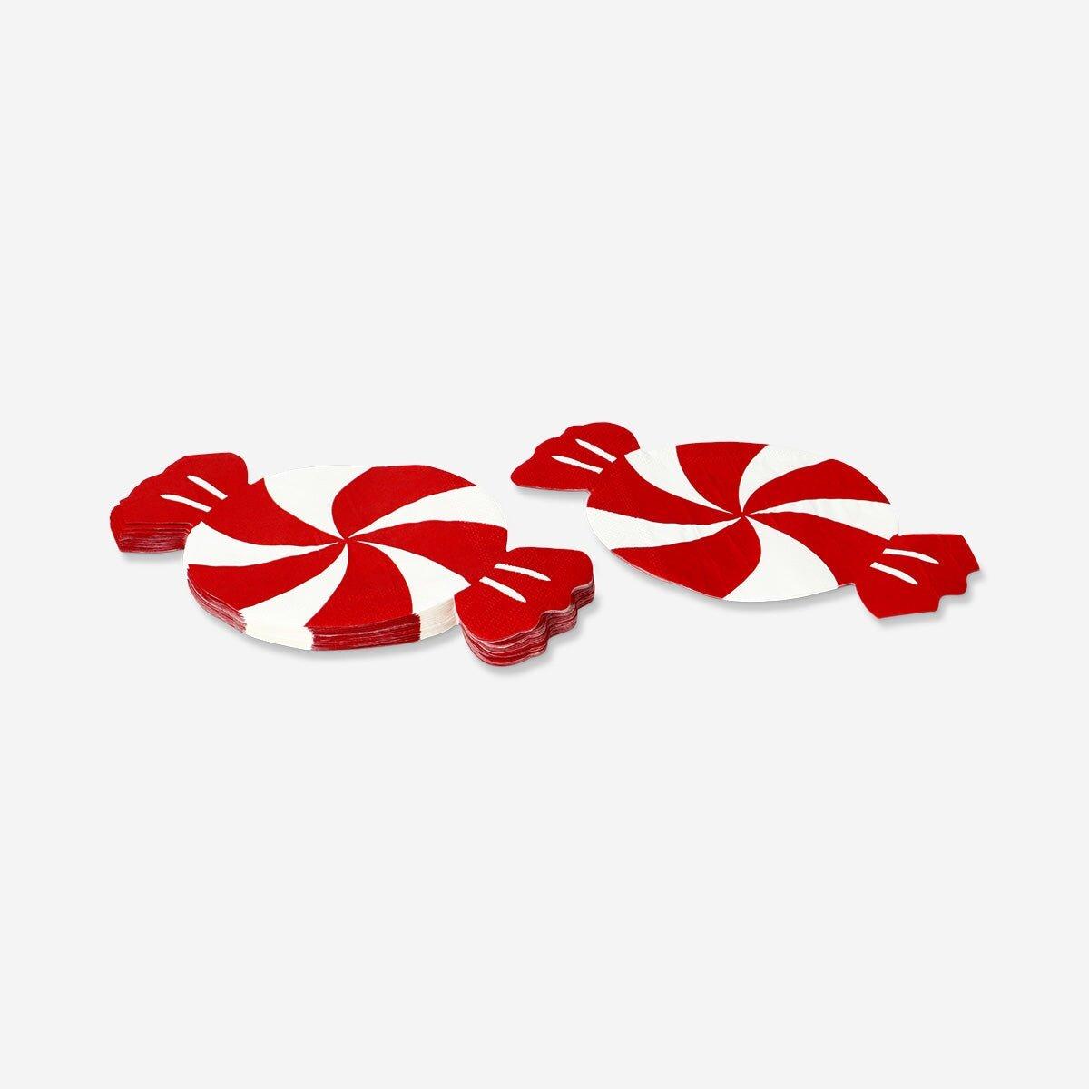 Red Napkins Shaped As Hard Candy - 16 Pcs