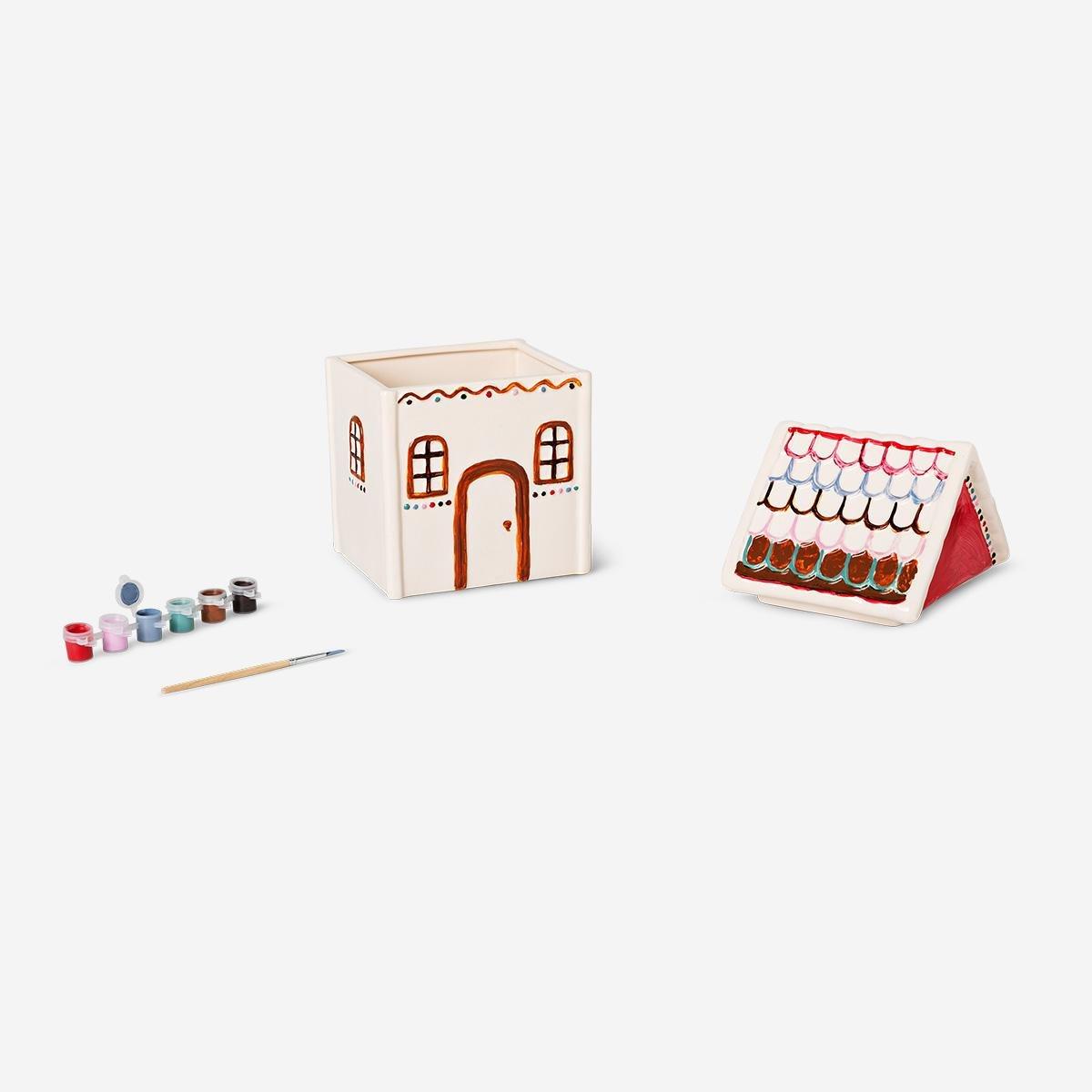 White Diy Gingerbread House Cookie Jar