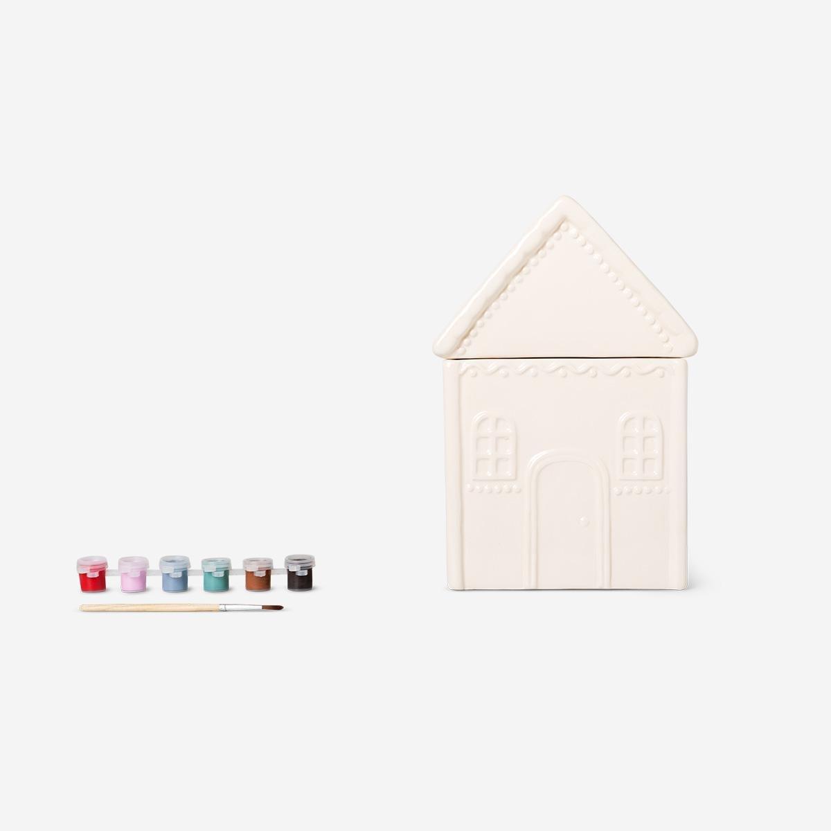 White Diy Gingerbread House Cookie Jar