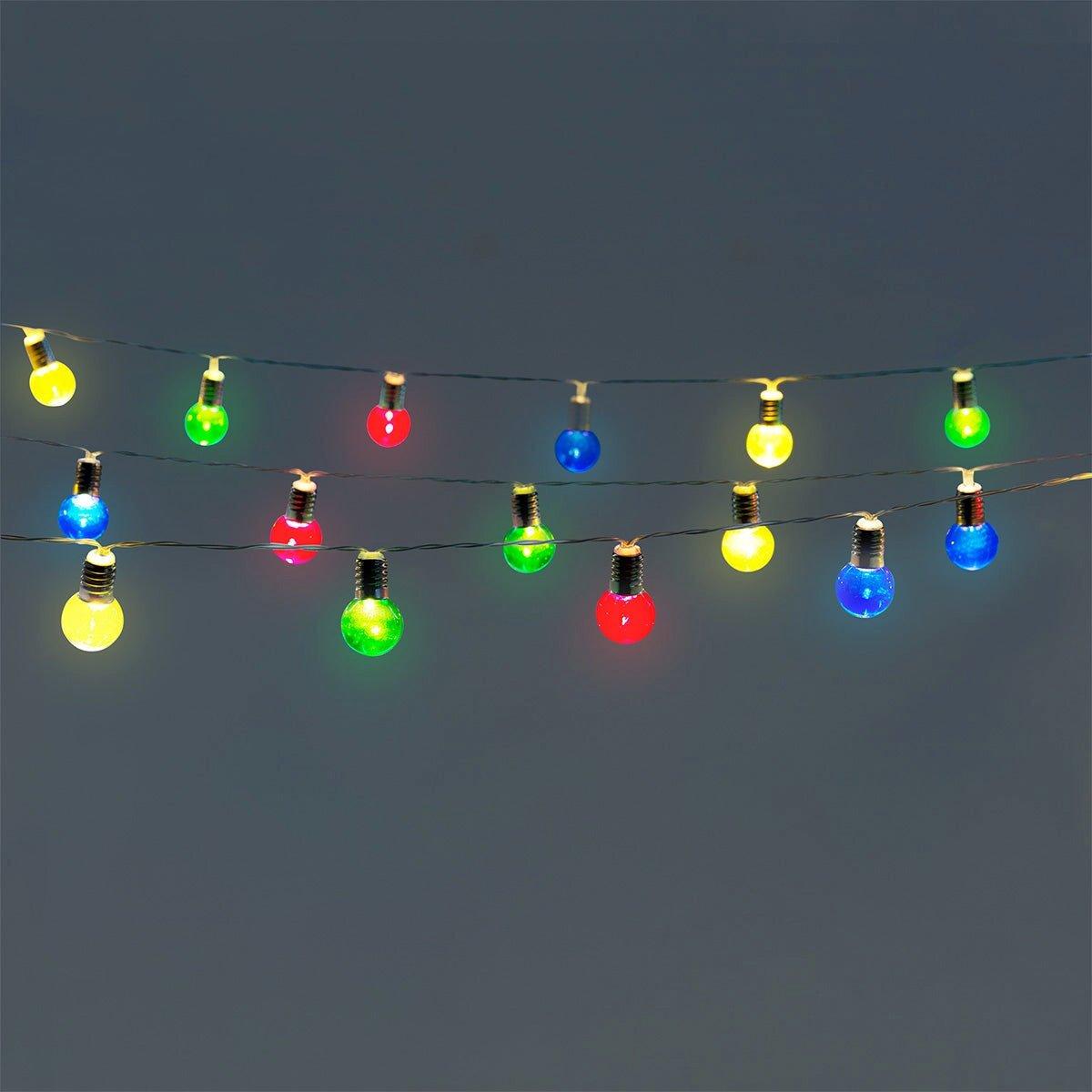 Multicolour Outdoor String Lights With Coloured Bulbs - 390 Cm