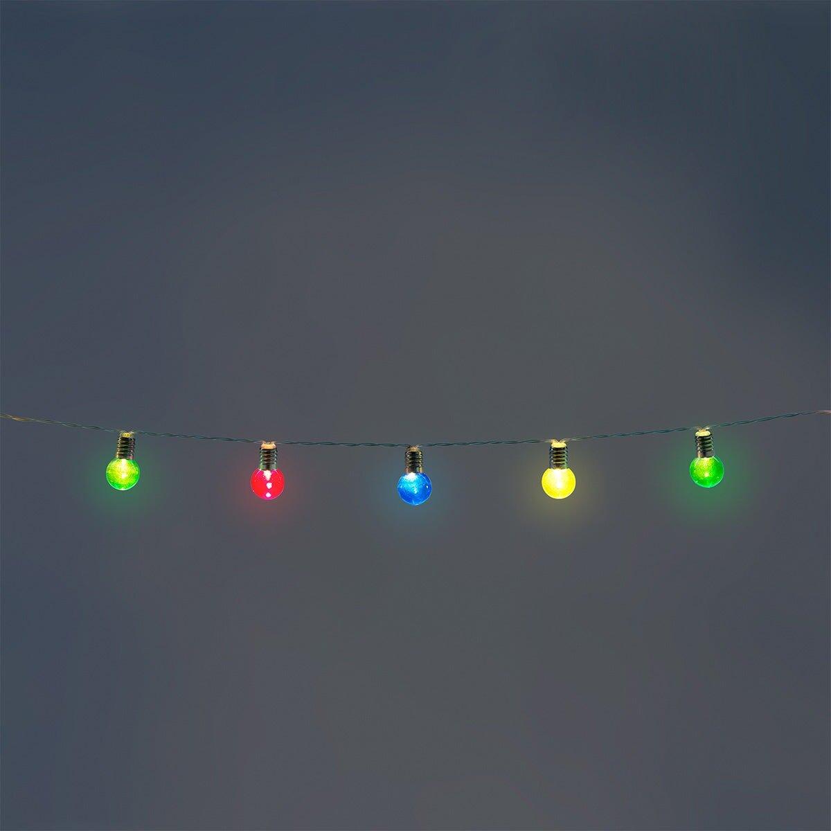 Multicolour Outdoor String Lights With Coloured Bulbs - 390 Cm