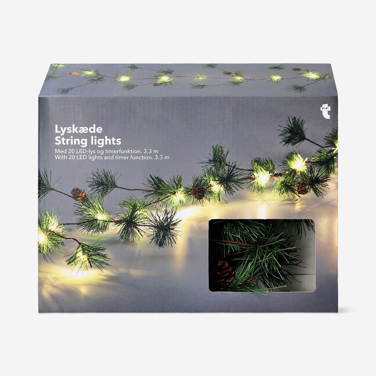 Multicolour String Lights With Timer And Pine Cones - 330 Cm