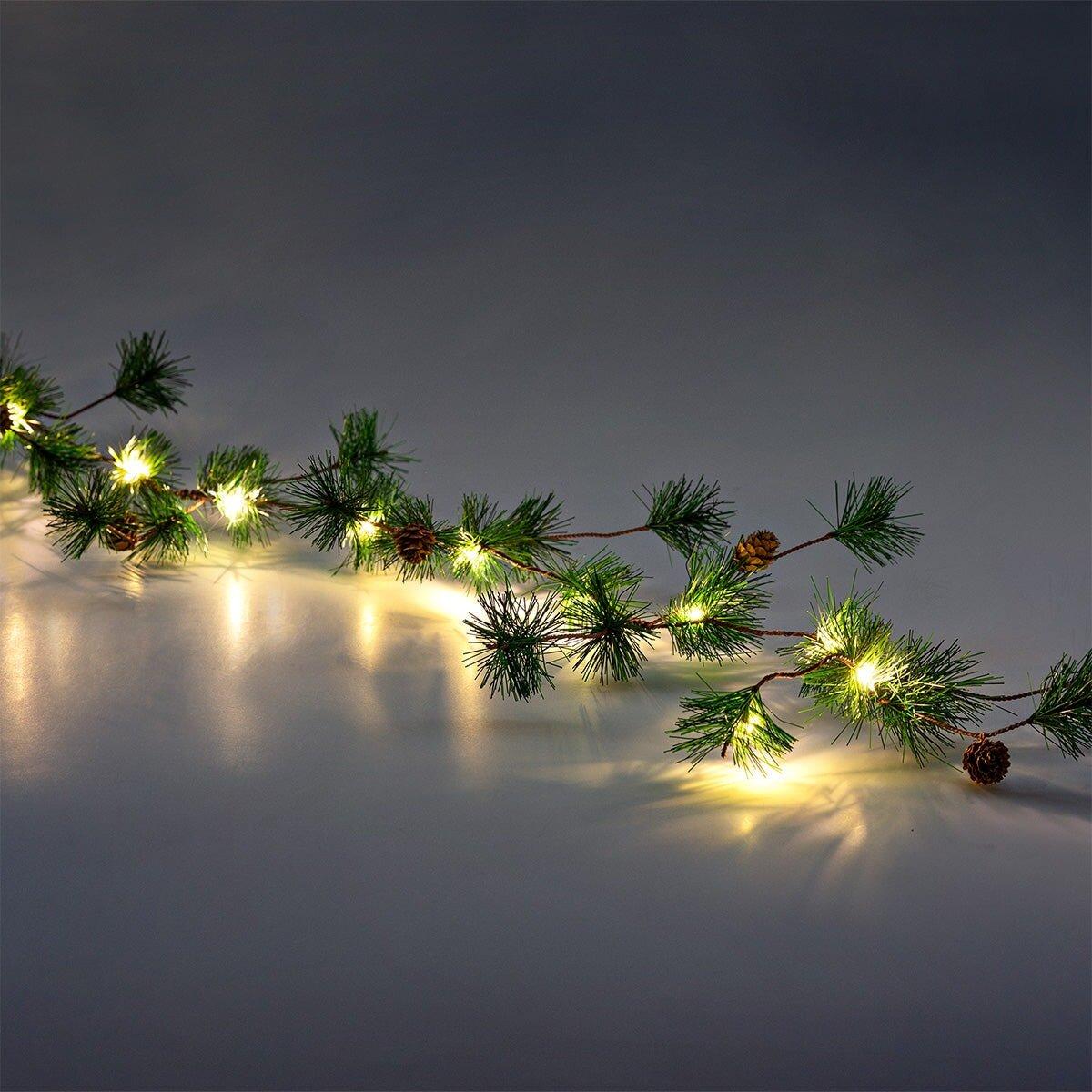 Multicolour String Lights With Timer And Pine Cones - 330 Cm