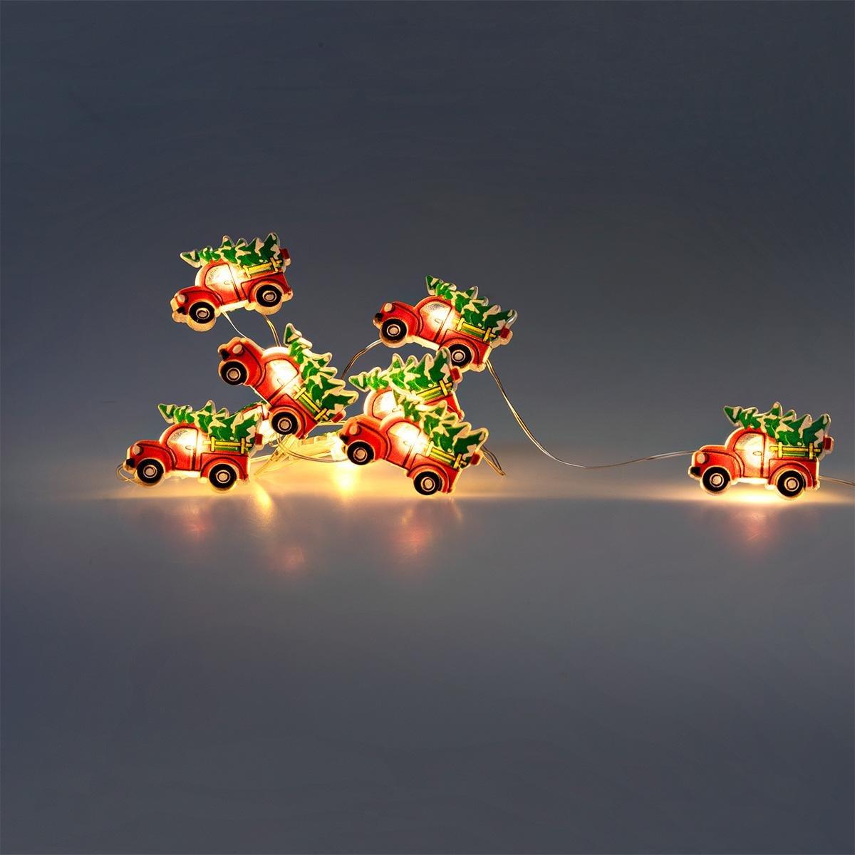 Multicolour String Lights With Christmas Cars