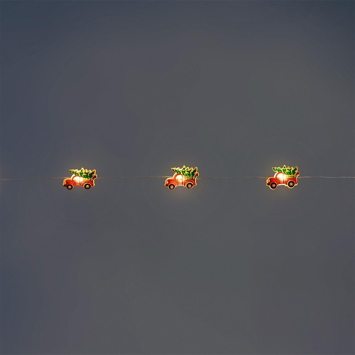 Multicolour String Lights With Christmas Cars