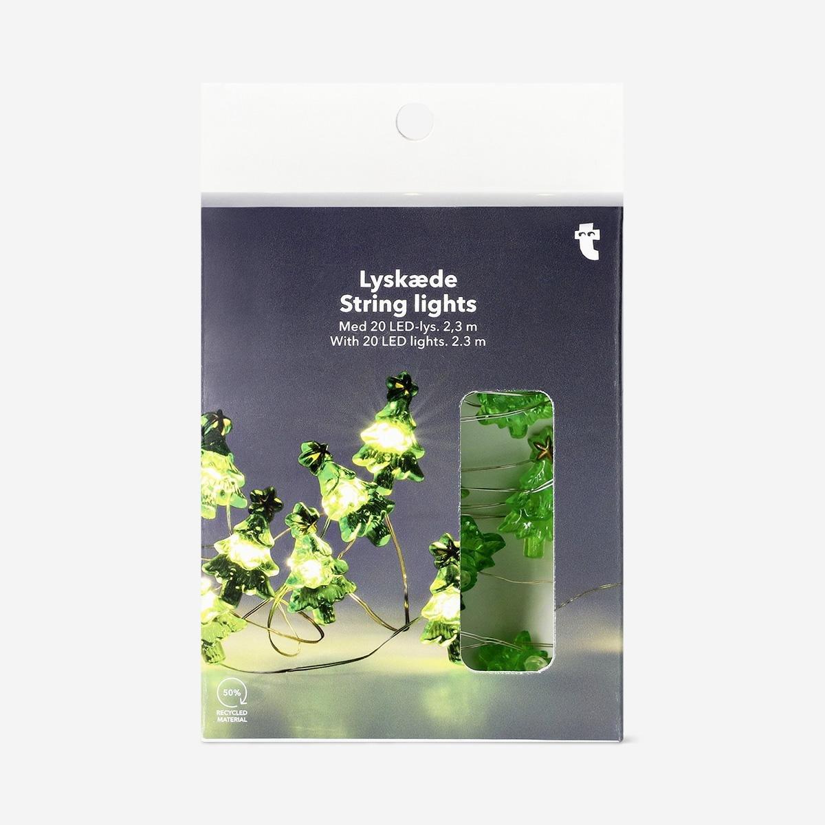 Green String Lights With Christmas Trees