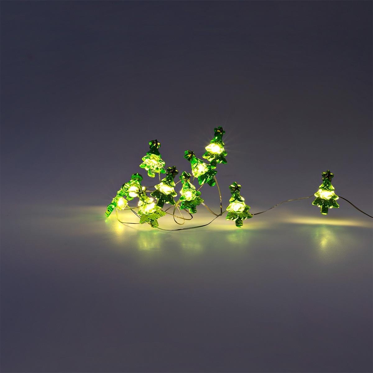 Green String Lights With Christmas Trees