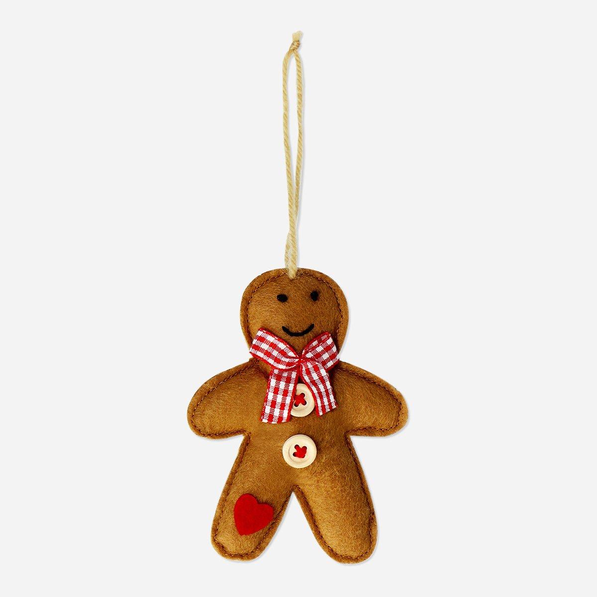 Brown Felt Gingerbread Man Ornament